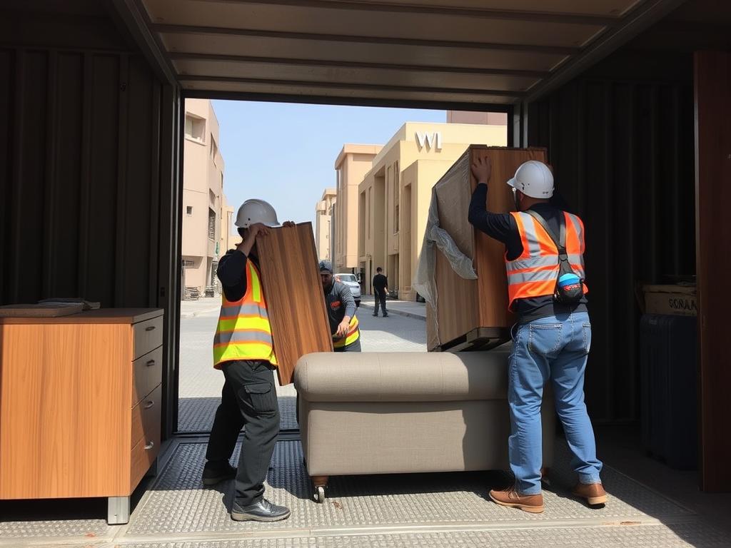 إجراءات أمان متبعة أثناء نقل العفش في حي المرج