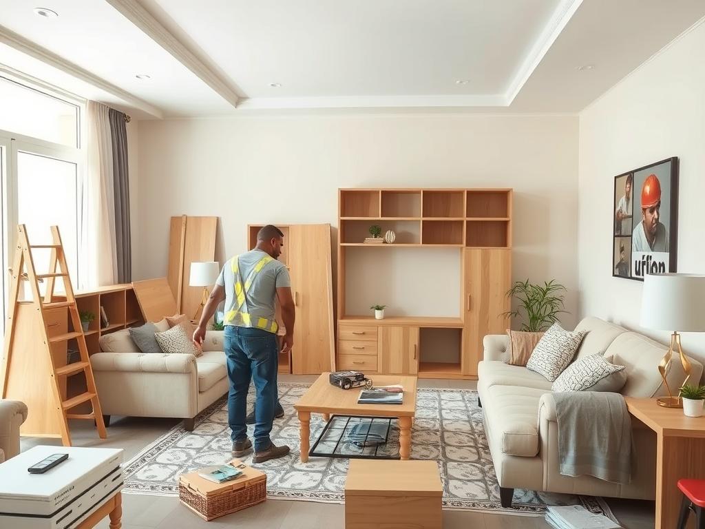 تركيب الأثاث في الموقع الجديد بحي الربوة