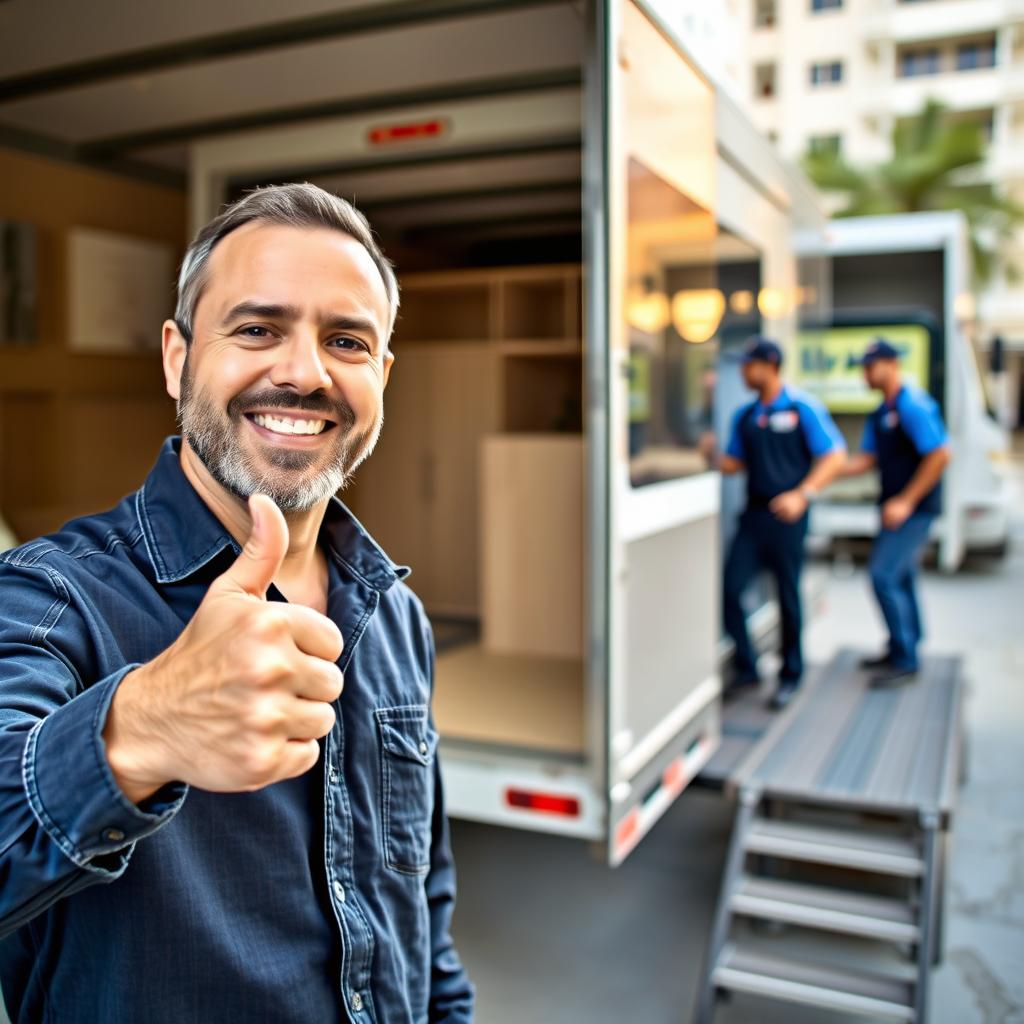 صورة لأحد عملاء خدمة نقل عفش بحي الندوة وهو راضٍ عن الخدمة صورة لأحد عملاء خدمة نقل عفش بحي الندوة وهو راضٍ عن الخدمة