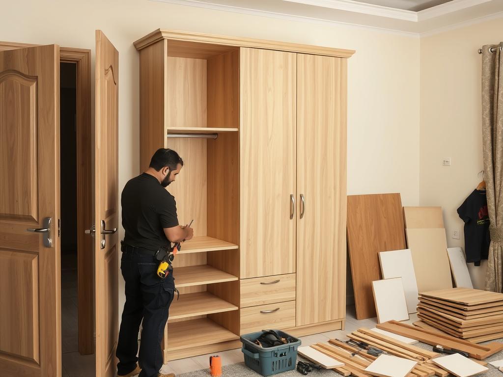 عامل يقوم بفك أثاث في حي الملقاة عامل يقوم بفك أثاث في حي الملقاة