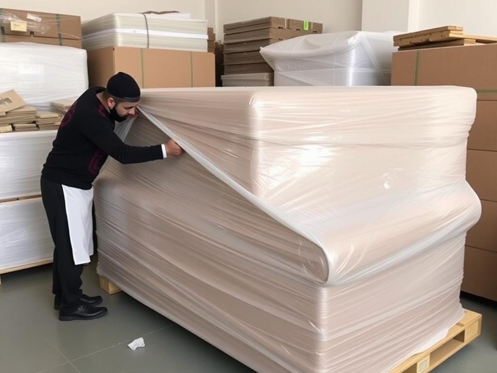 عملية تغليف أثاث منزلي بمواد عالية الجودة في حي السفارات