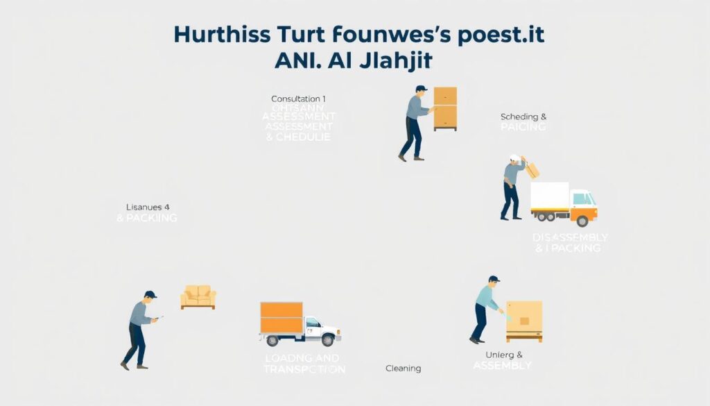 مراحل عملية نقل العفش في حي النرجس