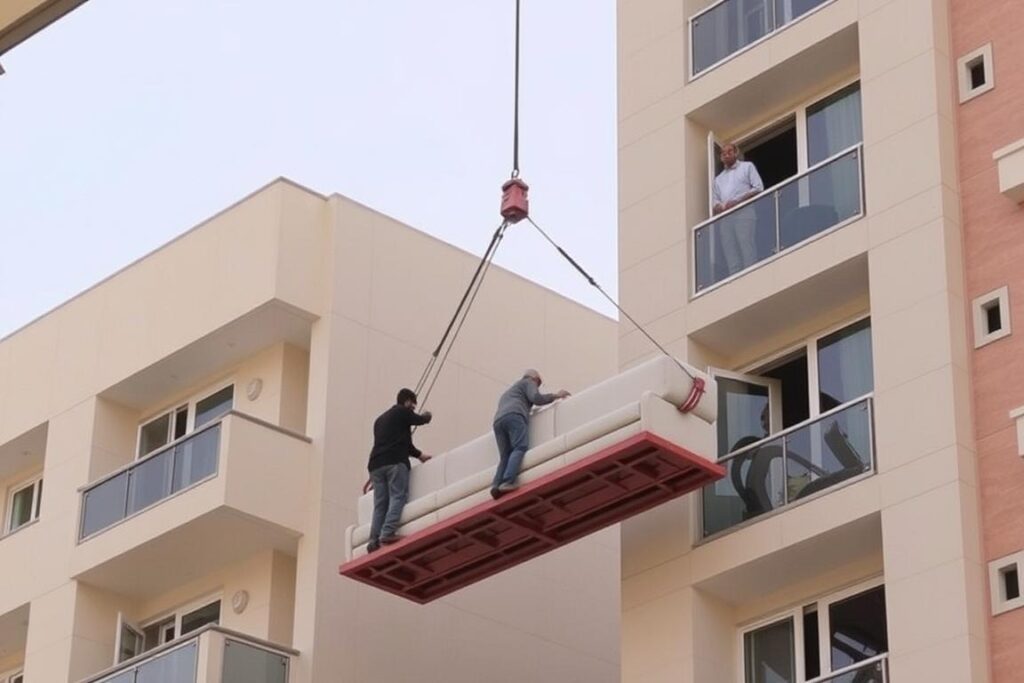ونش رفع عفش يستخدم لرفع الأثاث للطوابق العليا في حي الندوة ونش رفع عفش يستخدم لرفع الأثاث للطوابق العليا في حي الندوة