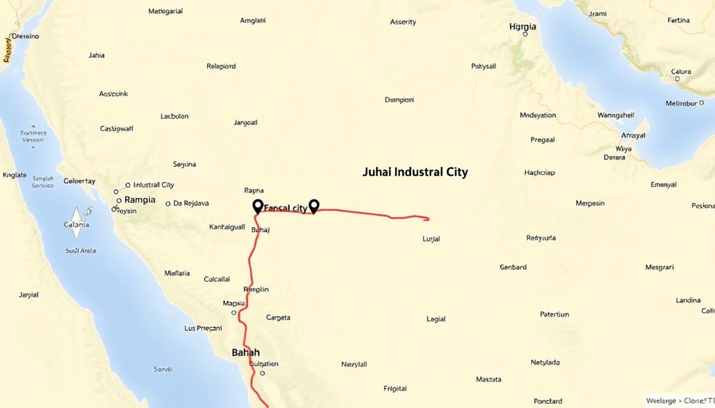 خريطة الطريق من الباحة إلى الجبيل الصناعية خريطة الطريق من الباحة إلى الجبيل الصناعية