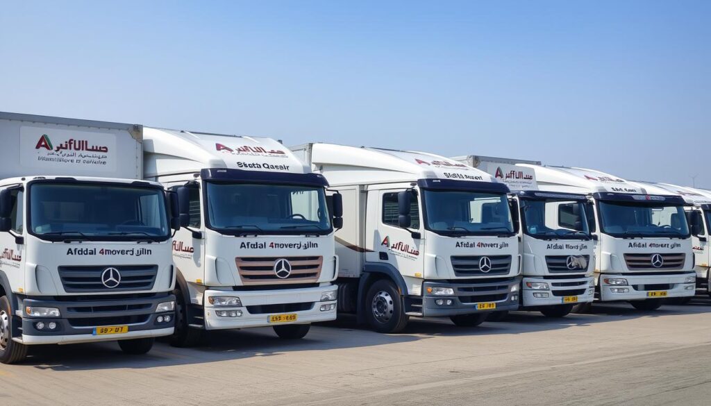 شاحنات شركة أفضال للمنقولات جاهزة لنقل العفش من الخبر إلى القصيم
