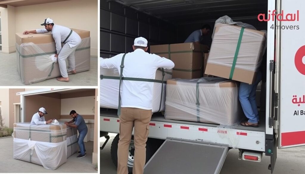 عملية تغليف وتحميل الأثاث لنقل العفش من الباحة إلى الدمام عملية تغليف وتحميل الأثاث لنقل العفش من الباحة إلى الدمام