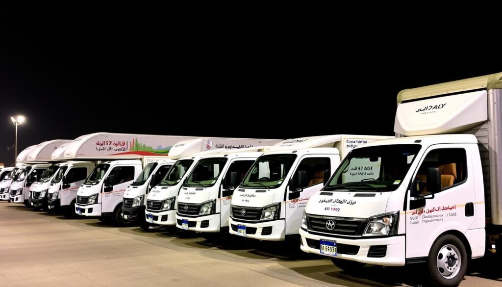 أسطول سيارات شركة الأفضل لنقل الأثاث من جدة إلى رابغ
