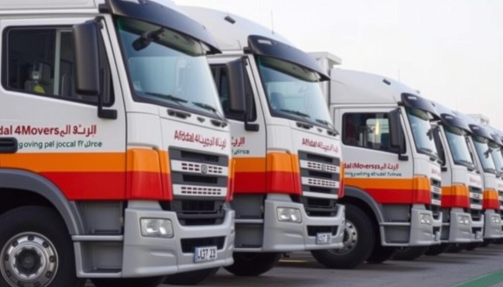 أسطول شاحنات الشركة الأفضل المخصص لنقل العفش من جدة إلى خميس مشيط