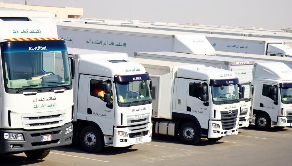 أسطول شاحنات شركة الأفضل لنقل العفش من جدة إلى ضباء