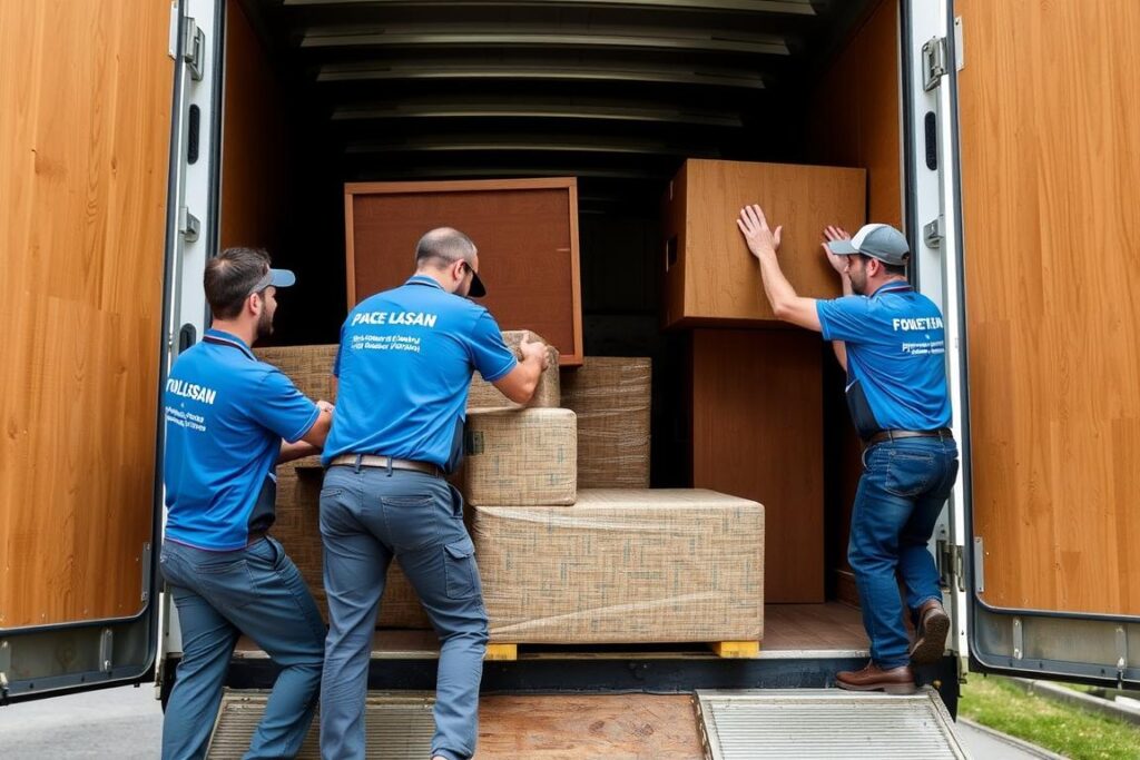 تحميل الأثاث في شاحنات شركة أفضل بطريقة منظمة وآمنة تحميل الأثاث في شاحنات شركة أفضل بطريقة منظمة وآمنة