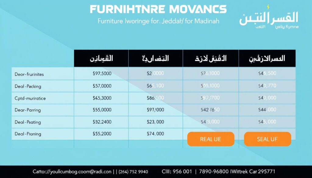 جدول أسعار نقل الأثاث من جدة إلى المدينة المنورة مع شركة الافضل
