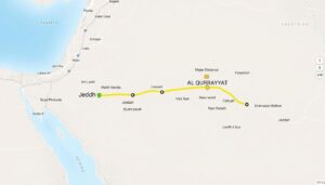خريطة الطريق من جدة إلى القريات