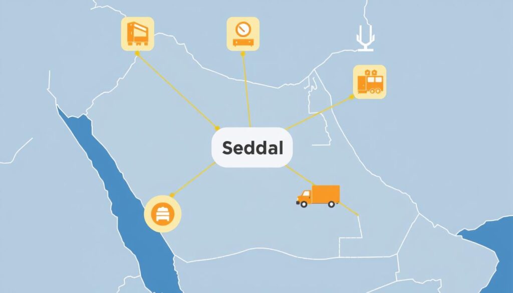 خريطة المملكة العربية السعودية توضح مسارات نقل العفش من جدة إلى مختلف المدن خريطة المملكة العربية السعودية توضح مسارات نقل العفش من جدة إلى مختلف المدن