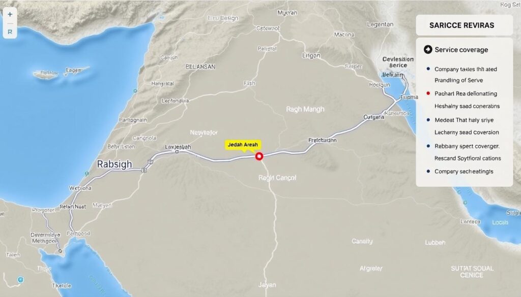 خريطة توضح طريق نقل الأثاث من جدة إلى رابغ