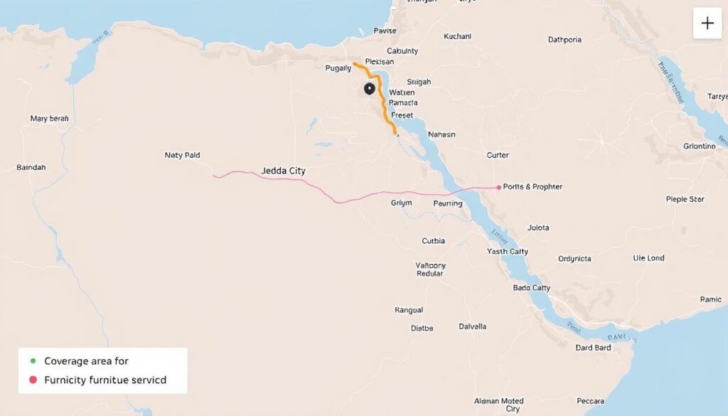 خريطة توضح مسار نقل الأثاث من جدة إلى بدر خريطة توضح مسار نقل الأثاث من جدة إلى بدر