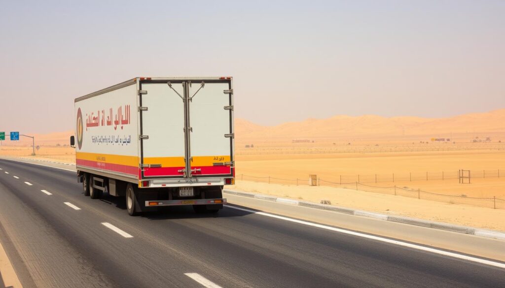 شاحنة شركة الأفضل لنقل العفش من جدة إلى ضباء على الطريق