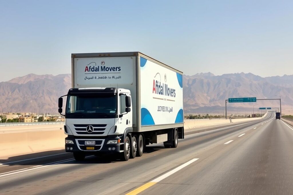 شاحنة نقل عفش تابعة لشركة الأفضل في طريقها من جدة إلى الباحة