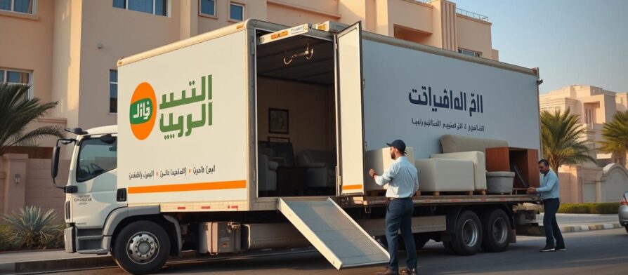 شاحنة نقل عفش من جدة إلى تبوك تابعة لشركة الافضل