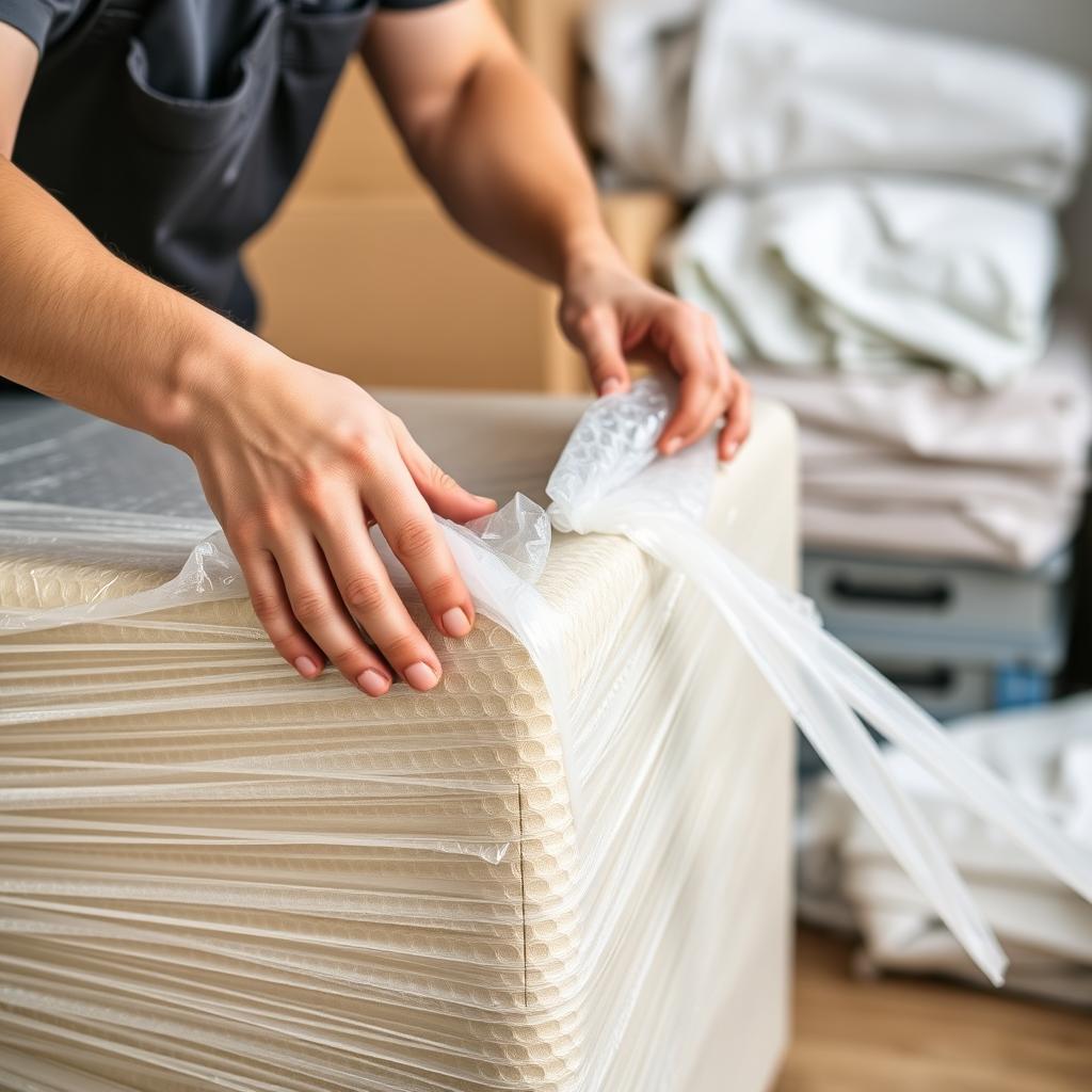 عمال محترفون يقومون بتغليف قطع الأثاث بعناية قبل شحنها من جدة إلى الباحة