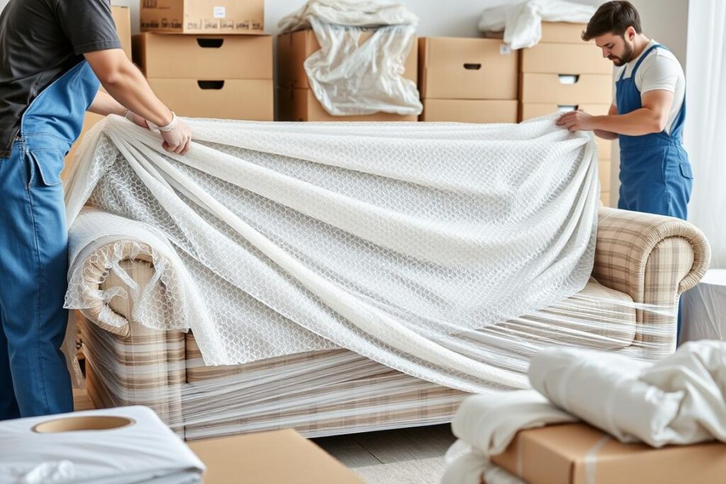 عملية تغليف احترافية للأثاث قبل شحن عفش من جدة إلى سكاكا