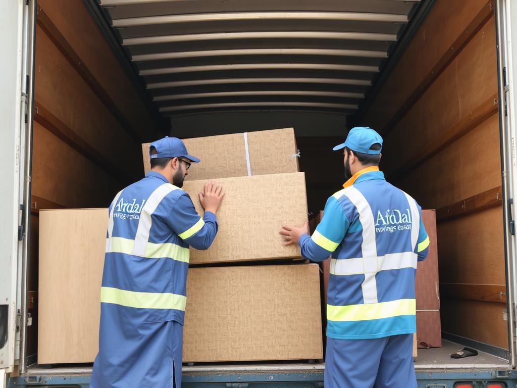 فريق شركة الافضل لنقل أثاث من جدة إلى القصيم يقوم بتحميل الأثاث بطريقة احترافية