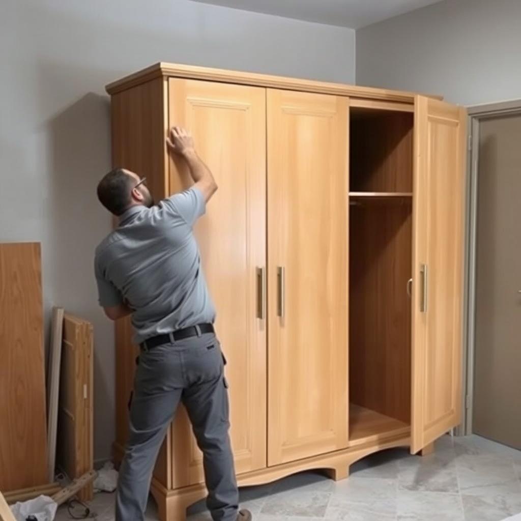 فني يقوم بفك أثاث منزلي بعناية لنقله من جدة إلى تبوك